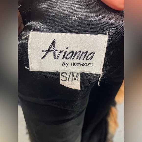 Arianna By Howard’s Faux Fur Vest Black Blue Tan hook & Eye Like New  Sm/M - Picture 10 of 12